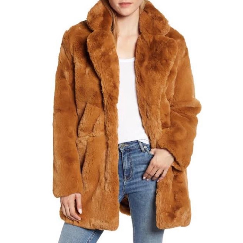 NWT Apparis Eloise Faux-Fur Coat Chestnut
